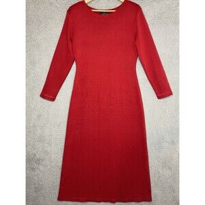 Vintage Carole Little Long Maxi Knit Sweater Dress Red Wool Blend Pullover